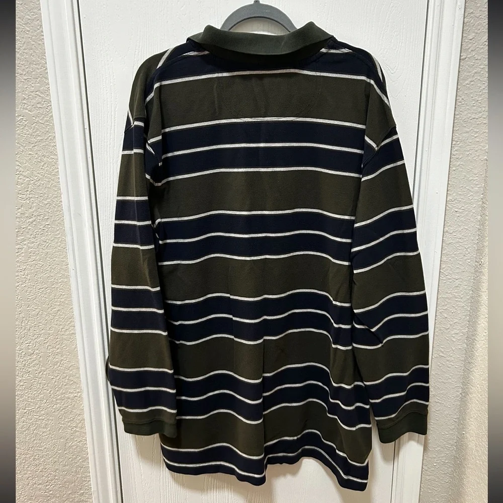 St Johns Bay Rugby Shirt Mens 2x Y2K Striped Polo Long Sleeve - Picture 2 of 5